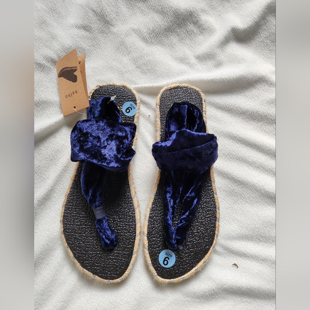 Blue velour sandals by Nalho size 6